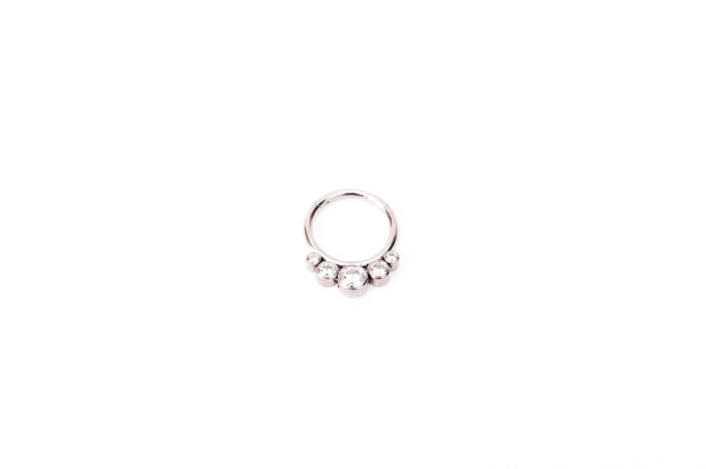 White Crystal Five Point Titanium Clicker Ring