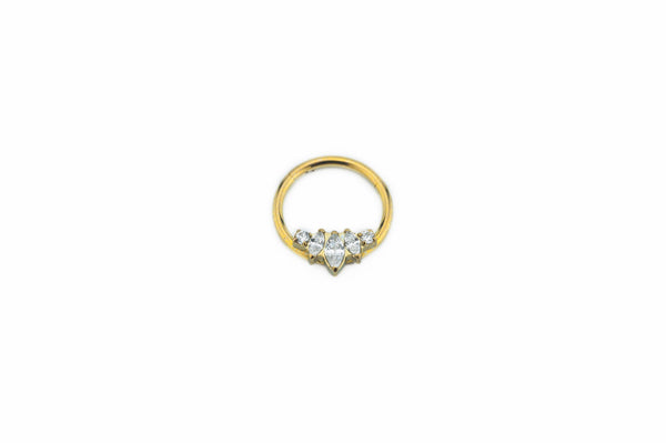 White Crystal Five Point Prong Titaniumn Clicker Ring