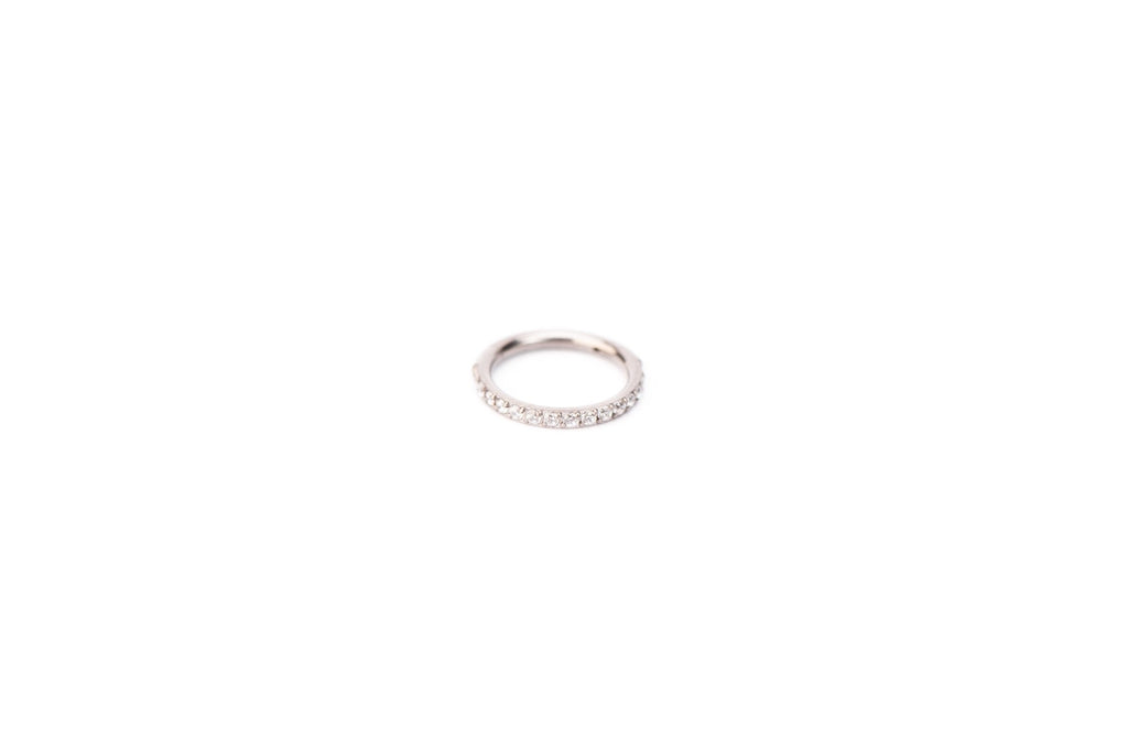 White Crystal Glaze Titanium Clicker Ring