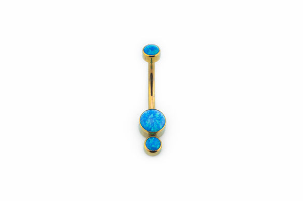 Blue Opal Double Titanium Navel Cluster Barbell