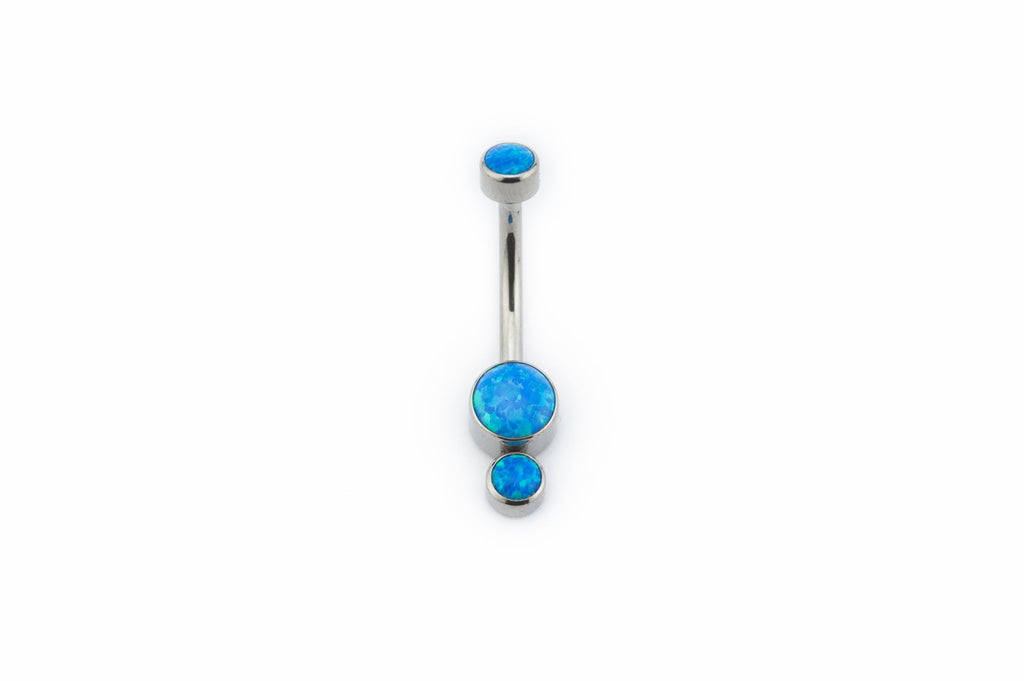 Blue Opal Double Titanium Navel Cluster Barbell