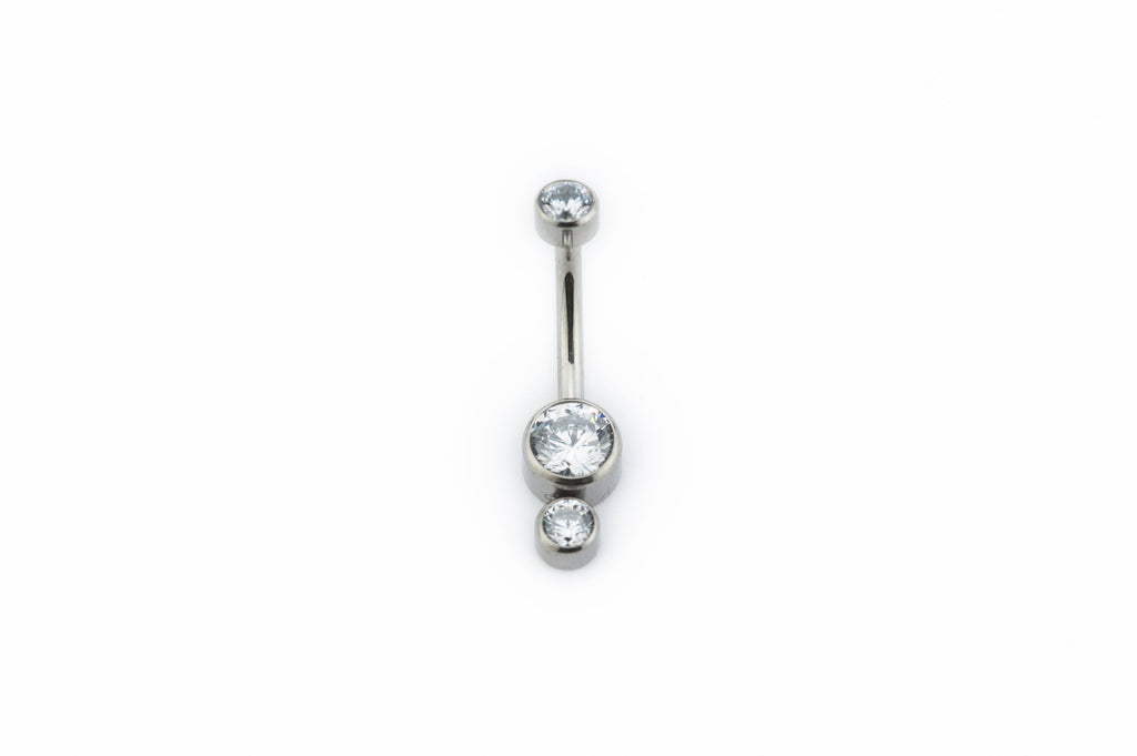 White Crystal Double Titanium Navel Cluster Barbell