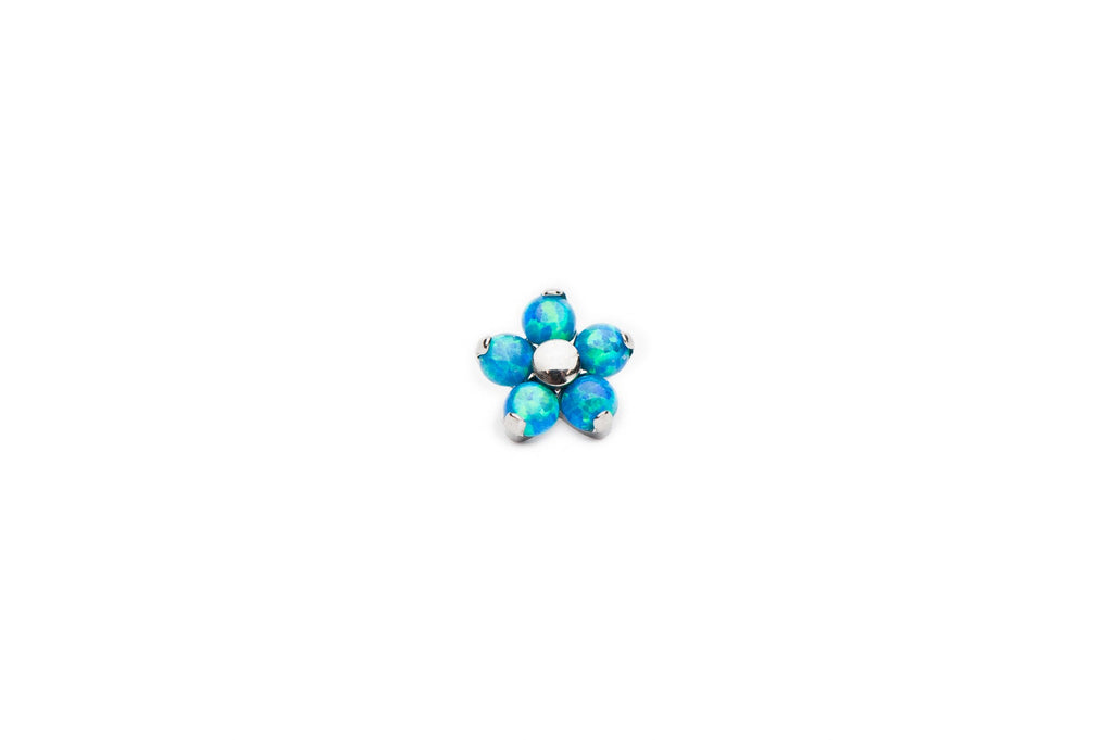 Blue Opal Jasmine Flower Titanium Stud
