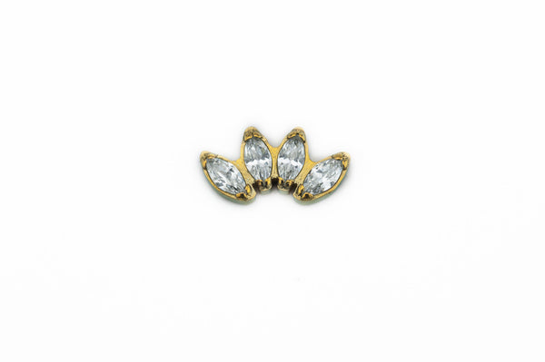 White Crystal Four Point Lotus Titanium Stud